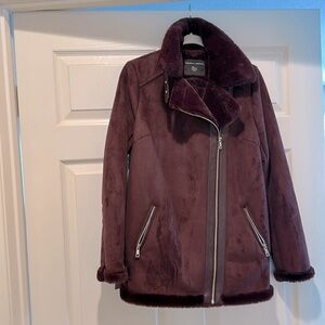 Perfect cold weather pop of color coat! Faux suede, faux fur lining-super soft.